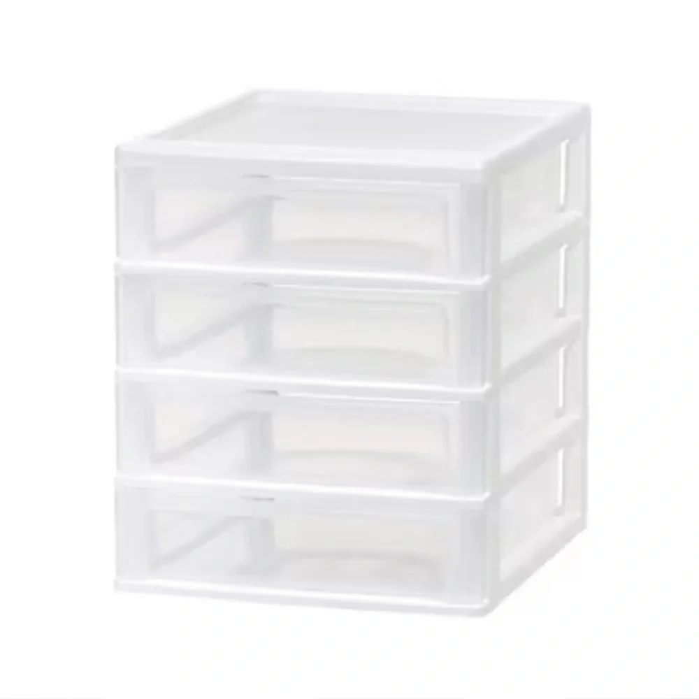 IRIS 4 Drawer Desktop Unit in White and Clear